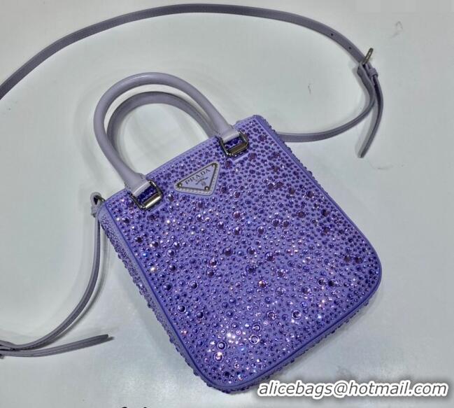 Shop Discount Prada Crystal Mini Tote Bag 1BG331 Purple 2024