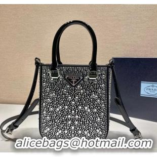 Top Grade Prada Crystal Mini Tote Bag 1BG331 Black 2024