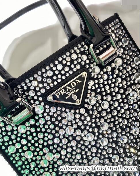 Top Grade Prada Crystal Mini Tote Bag 1BG331 Black 2024