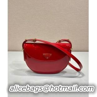 Famous Brand Prada Patent Leather Saddle Mini Bag 1BA349 Red 2024