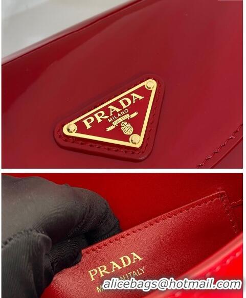 Famous Brand Prada Patent Leather Saddle Mini Bag 1BA349 Red 2024