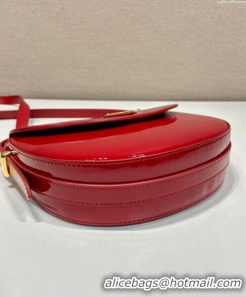 Famous Brand Prada Patent Leather Saddle Mini Bag 1BA349 Red 2024