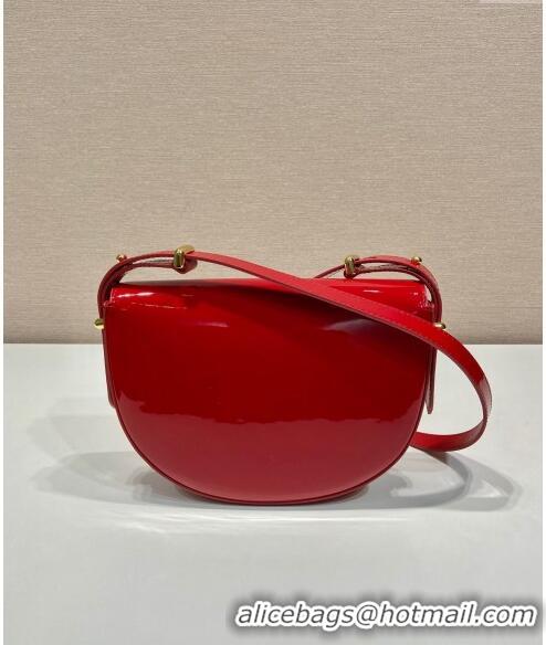 Famous Brand Prada Patent Leather Saddle Mini Bag 1BA349 Red 2024