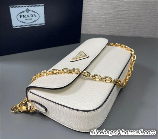 Promotional Prada Saffiano leather mini-bag 1BD356 White 2024