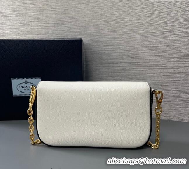 Promotional Prada Saffiano leather mini-bag 1BD356 White 2024