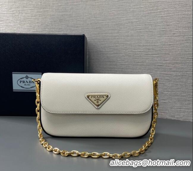 Promotional Prada Saffiano leather mini-bag 1BD356 White 2024