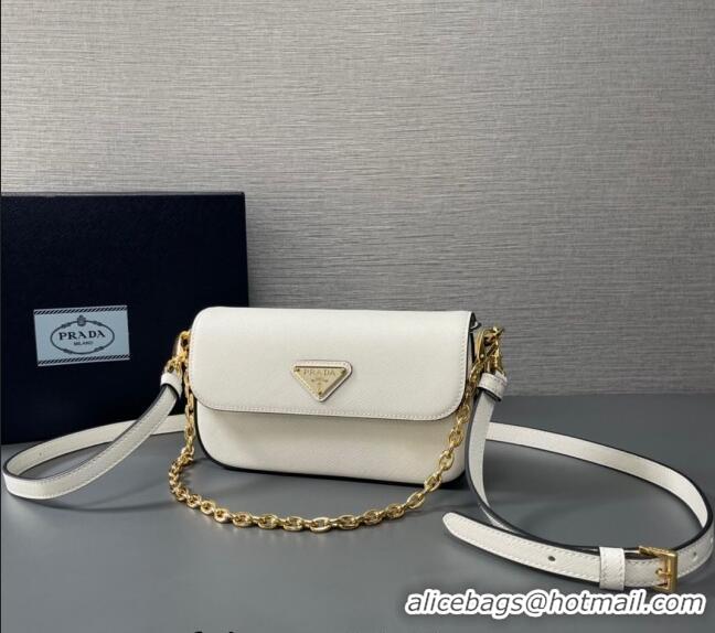 Promotional Prada Saffiano leather mini-bag 1BD356 White 2024