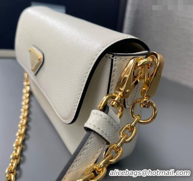 Promotional Prada Saffiano leather mini-bag 1BD356 White 2024