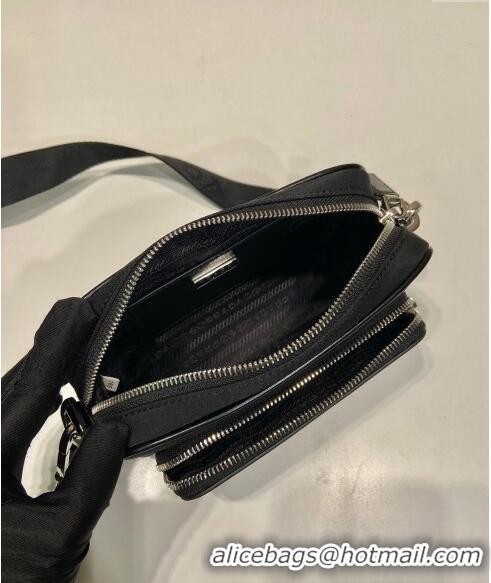 Top Quality Prada Re-Nylon and brushed leather shoulder bag 2VH172 Black 2024