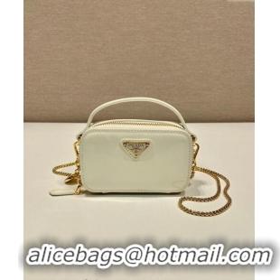 Top Grade Prada Patent leather mini-pouch 1NR025 White 2024