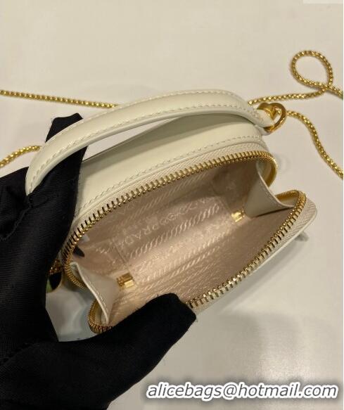 Top Grade Prada Patent leather mini-pouch 1NR025 White 2024