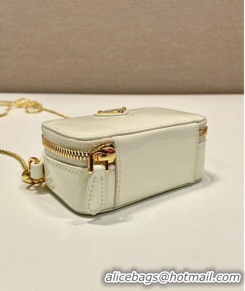 Top Grade Prada Patent leather mini-pouch 1NR025 White 2024