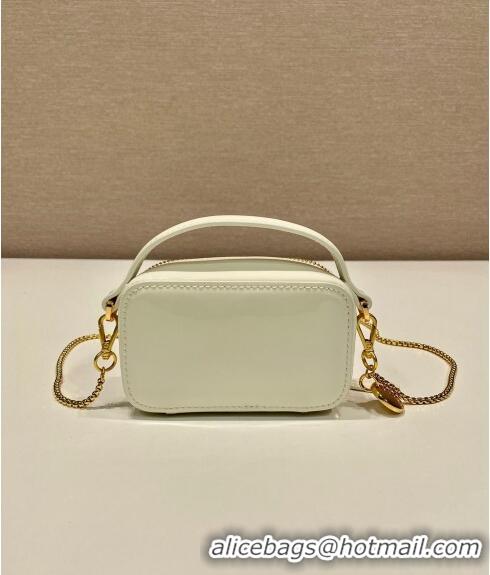 Top Grade Prada Patent leather mini-pouch 1NR025 White 2024