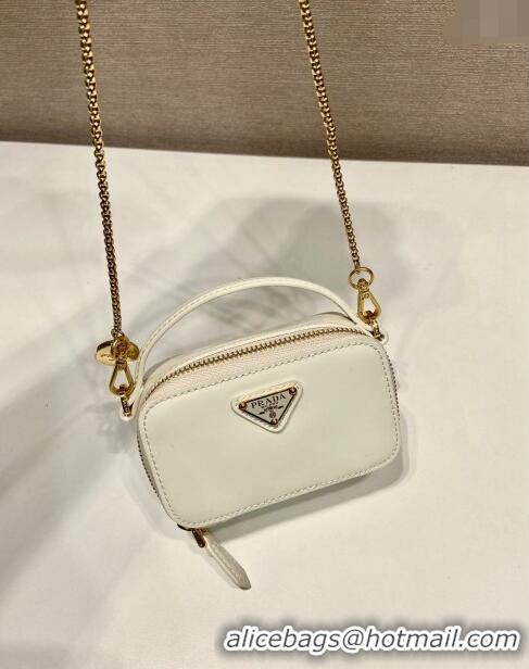 Top Grade Prada Patent leather mini-pouch 1NR025 White 2024