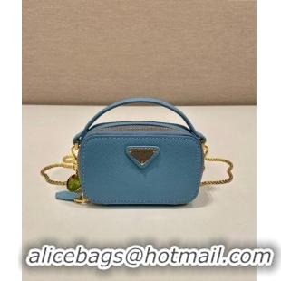 Market Sells Prada Saffiano leather mini-pouch 1NR025 Light Blue 2024