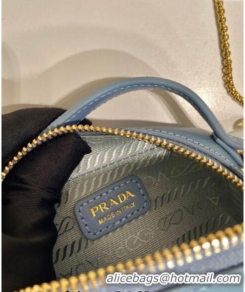 Market Sells Prada Saffiano leather mini-pouch 1NR025 Light Blue 2024