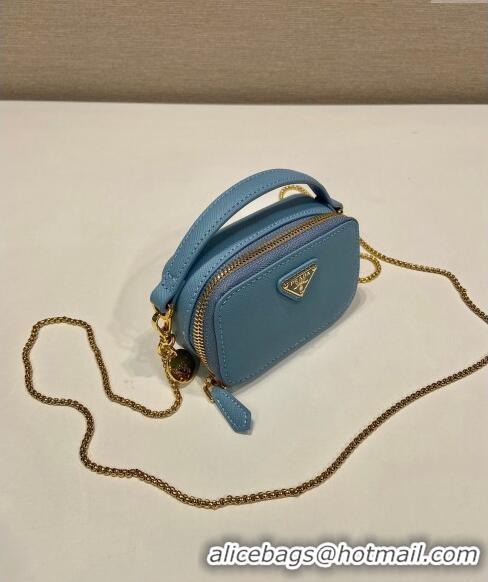 Market Sells Prada Saffiano leather mini-pouch 1NR025 Light Blue 2024