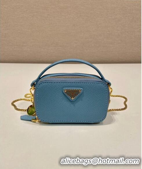 Market Sells Prada Saffiano leather mini-pouch 1NR025 Light Blue 2024