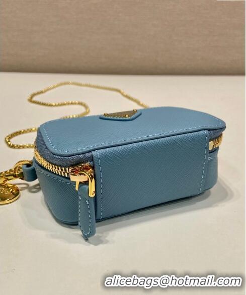 Market Sells Prada Saffiano leather mini-pouch 1NR025 Light Blue 2024