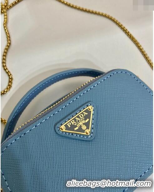 Market Sells Prada Saffiano leather mini-pouch 1NR025 Light Blue 2024