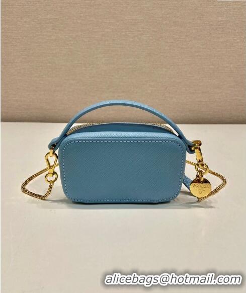 Market Sells Prada Saffiano leather mini-pouch 1NR025 Light Blue 2024