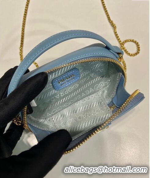 Market Sells Prada Saffiano leather mini-pouch 1NR025 Light Blue 2024