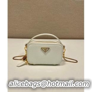 Pretty Style Prada Saffiano leather mini-pouch 1NR025 White 2024