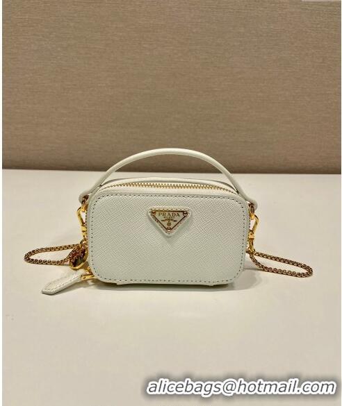 Pretty Style Prada Saffiano leather mini-pouch 1NR025 White 2024