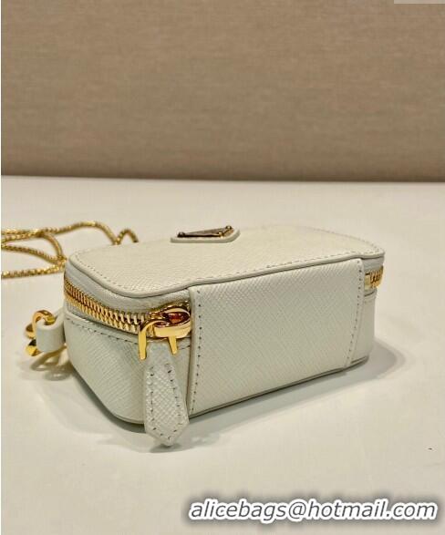 Pretty Style Prada Saffiano leather mini-pouch 1NR025 White 2024