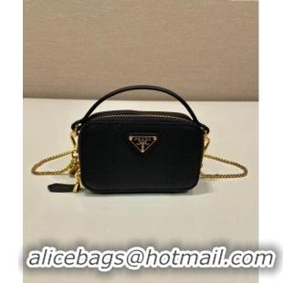 Most Popular Prada Saffiano leather mini-pouch 1NR025 Black 2024