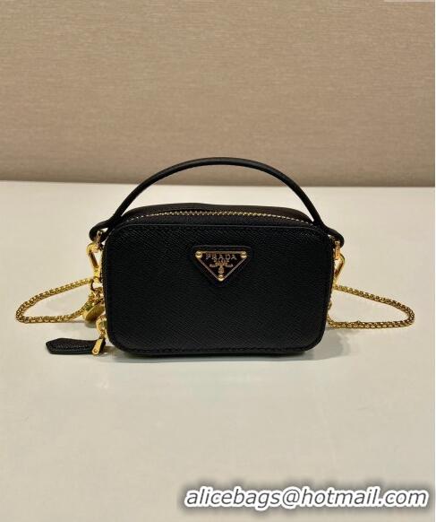 Most Popular Prada Saffiano leather mini-pouch 1NR025 Black 2024