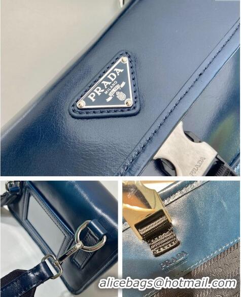 Grade Quality Prada Shiny Leather smartphone case mini bag 2ZH108 Denim Blue 2024