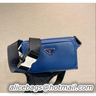 Top Quality Prada Saffiano Leather Belt bag 2VH156 Blue 2023