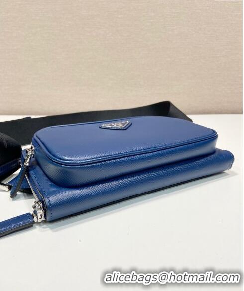 Top Quality Prada Saffiano Leather Belt bag 2VH156 Blue 2023