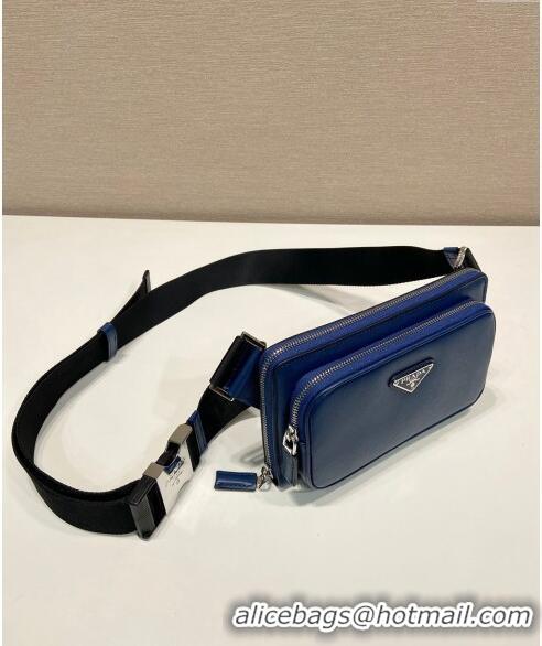 Top Quality Prada Saffiano Leather Belt bag 2VH156 Blue 2023