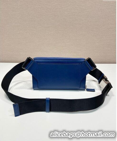 Top Quality Prada Saffiano Leather Belt bag 2VH156 Blue 2023