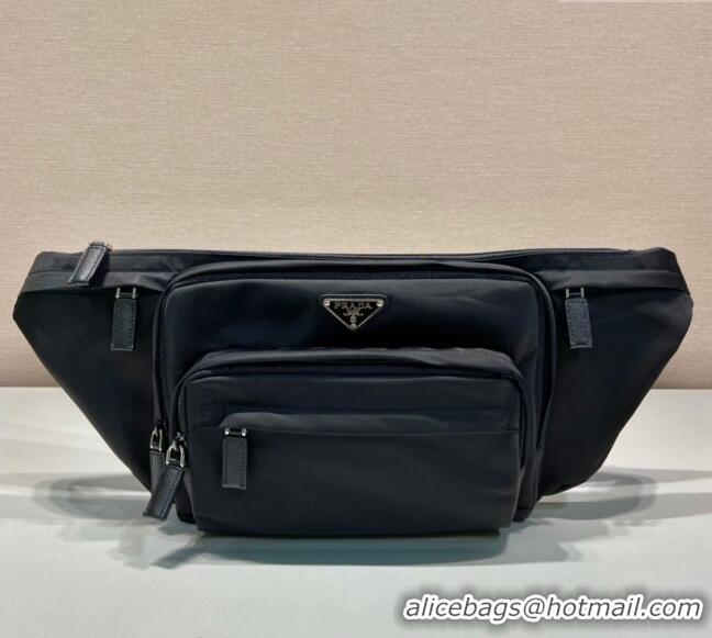 Grade Design Prada Mens Nylon Belt Bag 2VL003 Black 2023