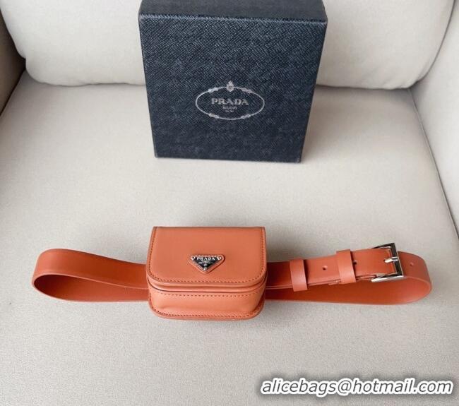 Promotional Luxury Prada Leather Mini Bag Belt P0410 Brown