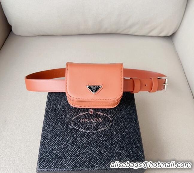 Promotional Luxury Prada Leather Mini Bag Belt P0410 Brown