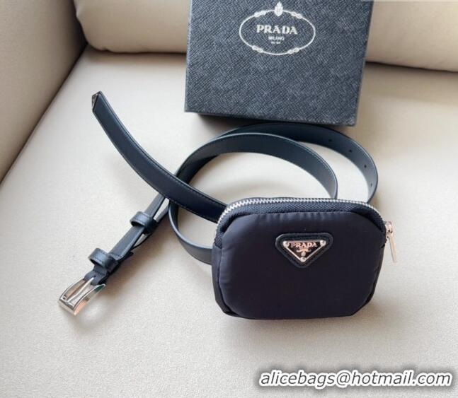 Promotional Prada Airpods Belt Bag/Leather Belt in Nylon and Leather P8174 Black 2023