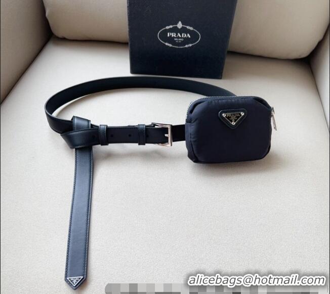 Promotional Prada Airpods Belt Bag/Leather Belt in Nylon and Leather P8174 Black 2023