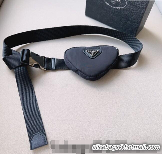 Luxury Discount Prada Heart Belt Bag Nylon Fabric P1018 Black 2023