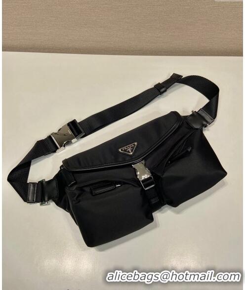 Super Quality Prada Re-Nylon and leather belt bag 2VH174 Black 2024