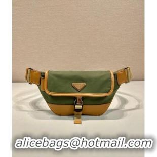 Trendy Design Prada Re-Nylon and leather belt bag 2VH176 Military Green/Brown 2024