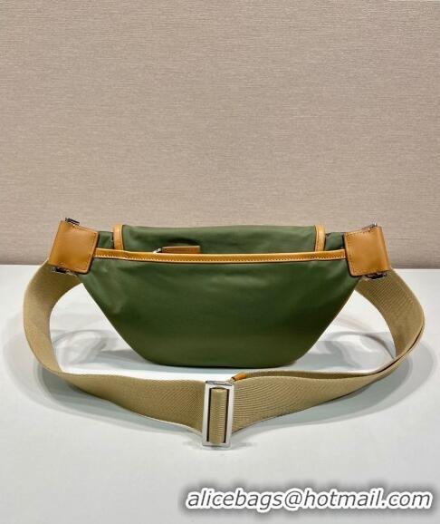 Trendy Design Prada Re-Nylon and leather belt bag 2VH176 Military Green/Brown 2024