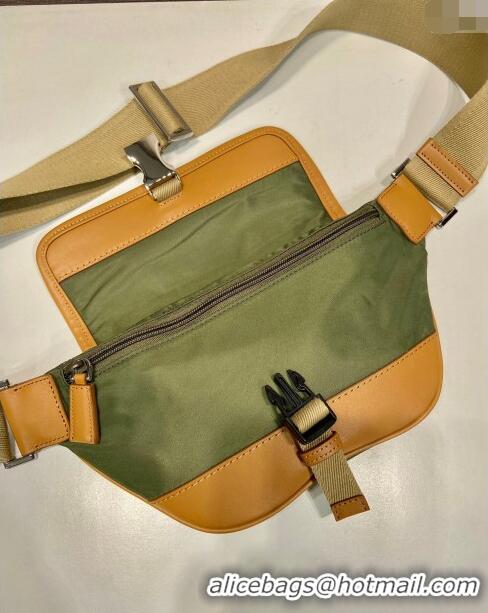 Trendy Design Prada Re-Nylon and leather belt bag 2VH176 Military Green/Brown 2024