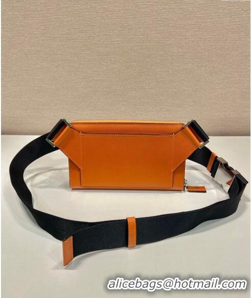 Top Design Prada Mens Saffiano Leather Belt bag 2VH156 Orange 2024