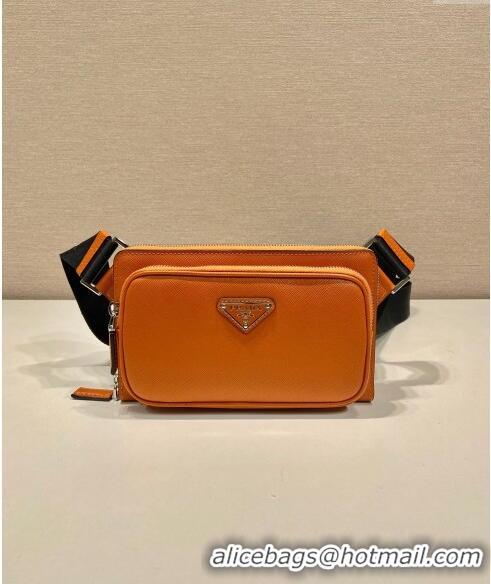 Top Design Prada Mens Saffiano Leather Belt bag 2VH156 Orange 2024