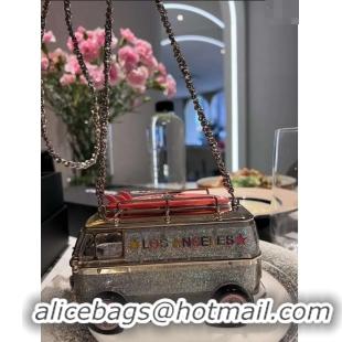 Famous Brand Chanel Car-Shaped Clutch with Chain CH1408 Silver/Pink 2024