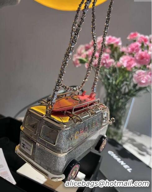 Famous Brand Chanel Car-Shaped Clutch with Chain CH1408 Silver/Pink 2024